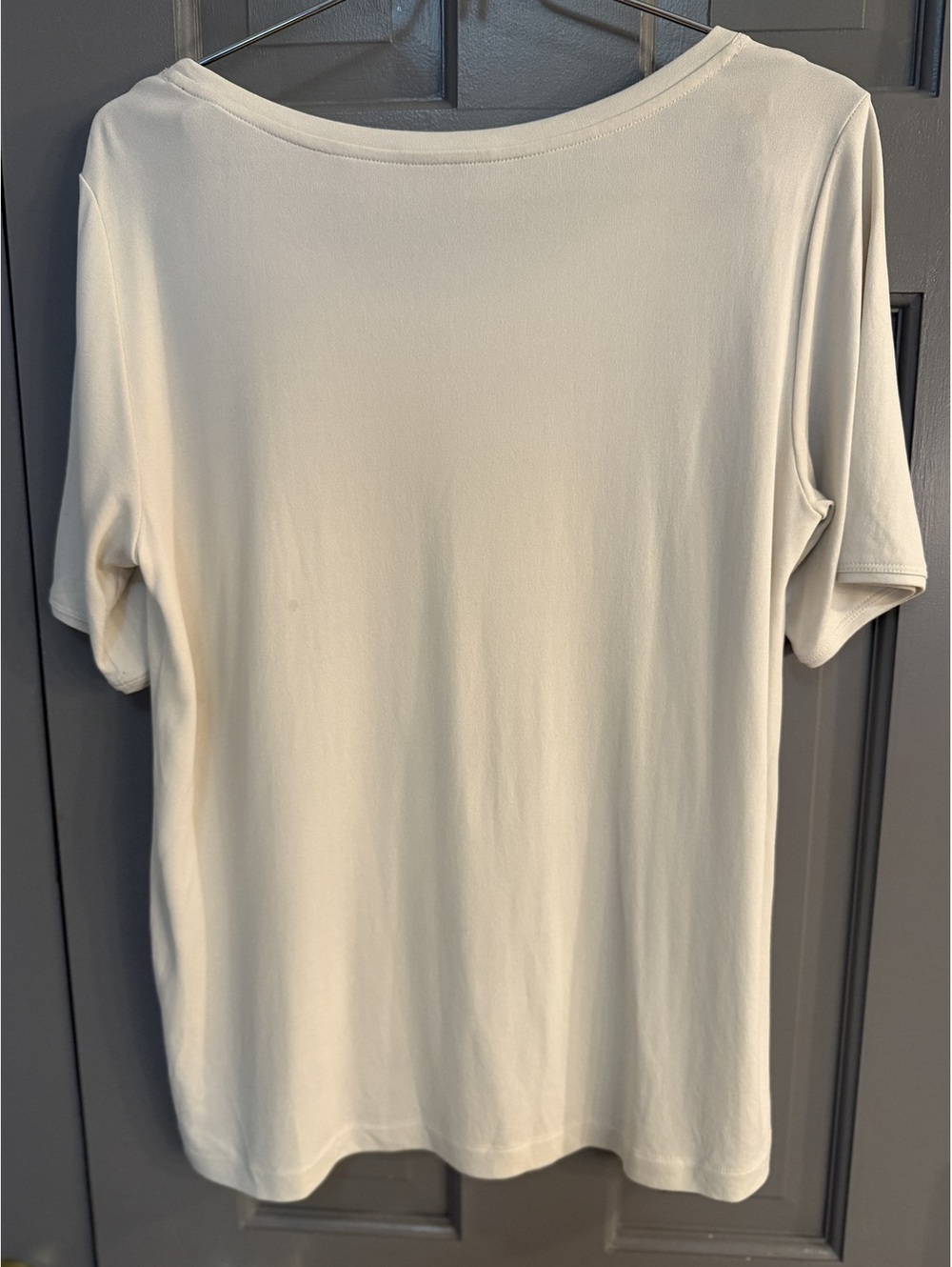 Eileen Fisher 100% Silk Cream Scoop Neck Short Sleeve Top Size SP - Picture 5 of 5